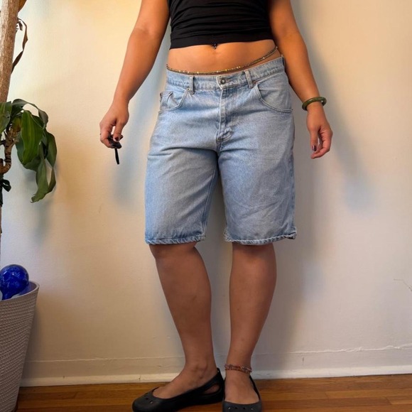 Today's News Pants - Vintage Todays News Light Wash Denim Jorts Low Rise Dad Shorts 36